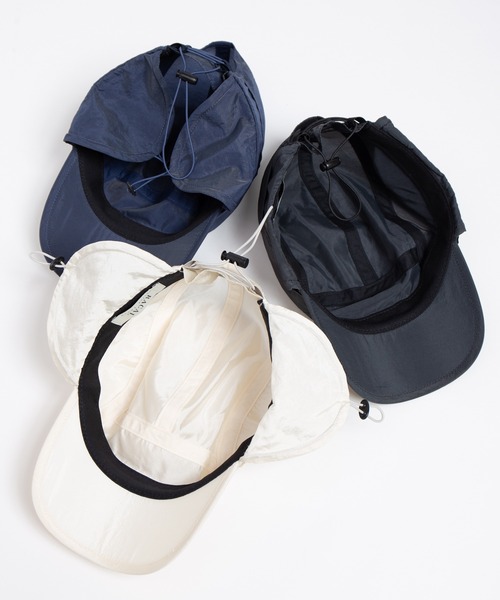 RACAL(ラカル)の「Ear Tab Shiny Summer Cap / 耳当て付きシャイニーサマーキャップ(キャップ・レディース・ネイビー/アイボリー/ブラック・FREE)」の13枚目の写真