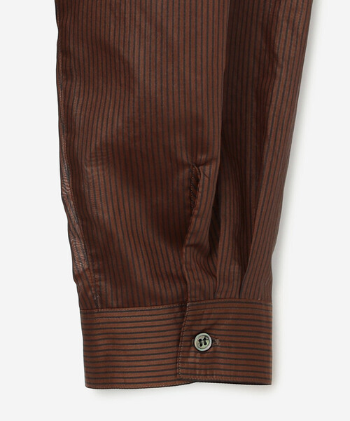 LE GLAZIK（ルグラジック）の「LE GLAZIK | シアーボーダー ギャザーフレアシャツ WOMEN（シャツ/ブラウス・レディース・ブラウン系その他・36）」の5枚目の写真