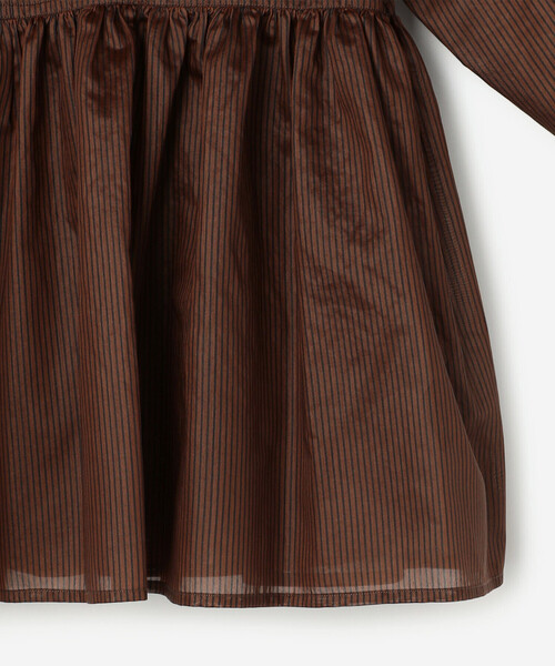 LE GLAZIK（ルグラジック）の「LE GLAZIK | シアーボーダー ギャザーフレアシャツ WOMEN（シャツ/ブラウス・レディース・ブラウン系その他・36）」の6枚目の写真