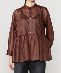 LE GLAZIK | LE GLAZIK | シアーボーダー ギャザーフレアシャツ WOMEN(シャツ/ブラウス)