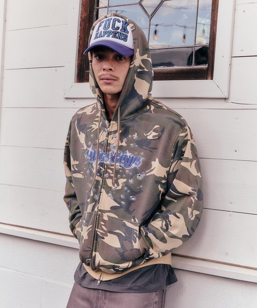 WOKE EDGE(ウォークエッジ)の「WOKE EDGE / ウォークエッジ DIAMOND LOGO ZIP HOODIE(パーカー・メンズ・カーキ・MEDIUM/LARGE)」の3枚目の写真