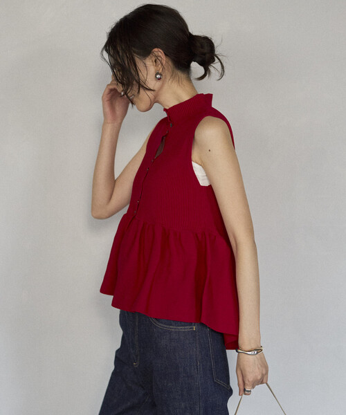 Firsthand（ファーストハンド）の「Firsthand/ファーストハンド ジャパンメイド ホールガーメント ペプラム ベスト（ベスト・レディース・ブラック/ベージュ/レッド・FREE）」の14枚目の写真