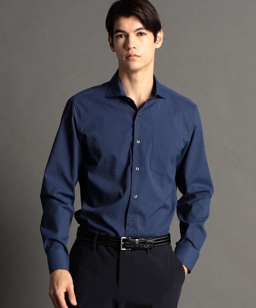 MONSIEUR NICOLE（ムッシュニコル）の「【ex/tra】DotAirサッカー カッタウェイカラーシャツ（シャツ/ブラウス・メンズ・ブルー/ホワイト/ライトグレー・MEDIUM/LARGE/SMALL/X-LARGE）」の3枚目の写真