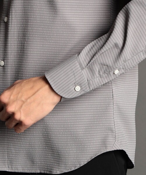 MONSIEUR NICOLE（ムッシュニコル）の「【ex/tra】DotAirサッカー カッタウェイカラーシャツ（シャツ/ブラウス・メンズ・ブルー/ホワイト/ライトグレー・MEDIUM/LARGE/SMALL/X-LARGE）」の13枚目の写真