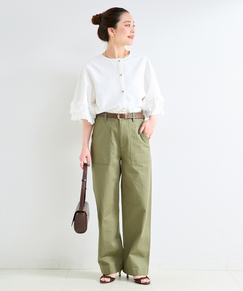 B.C STOCK（ベーセーストック）の「手洗い可 / UVcare / 接触冷感 / add Function フリル袖ブラウス（シャツ/ブラウス・レディース・ベージュ/ブラック/ホワイト・FREE）」の10枚目の写真