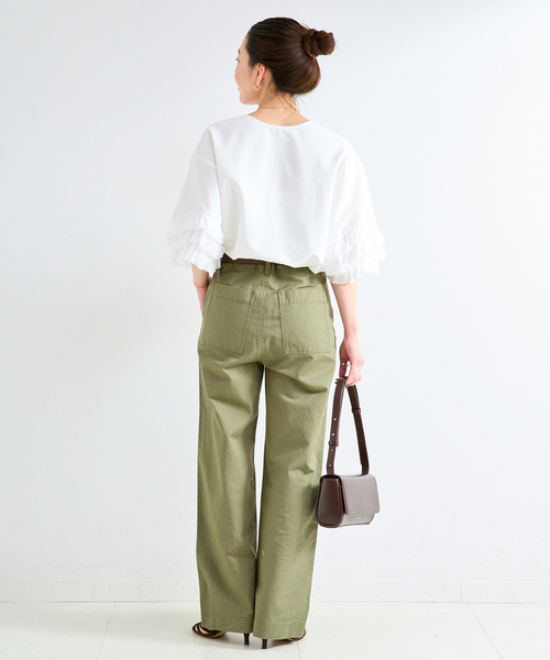 B.C STOCK（ベーセーストック）の「手洗い可 / UVcare / 接触冷感 / add Function フリル袖ブラウス（シャツ/ブラウス・レディース・ベージュ/ブラック/ホワイト・FREE）」の12枚目の写真