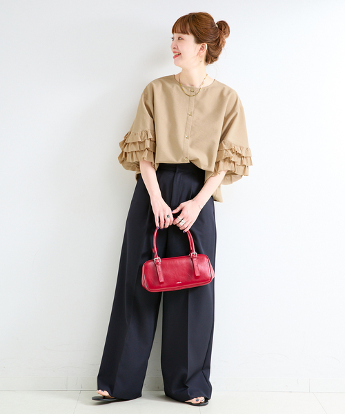 B.C STOCK（ベーセーストック）の「手洗い可 / UVcare / 接触冷感 / add Function フリル袖ブラウス（シャツ/ブラウス・レディース・ベージュ/ブラック/ホワイト・FREE）」の16枚目の写真