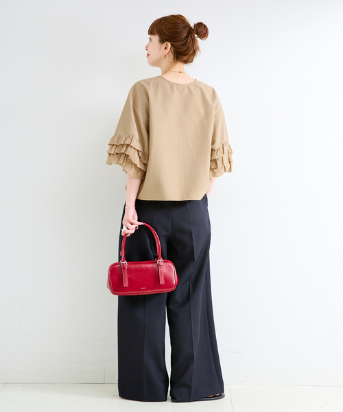 B.C STOCK（ベーセーストック）の「手洗い可 / UVcare / 接触冷感 / add Function フリル袖ブラウス（シャツ/ブラウス・レディース・ベージュ/ブラック/ホワイト・FREE）」の18枚目の写真