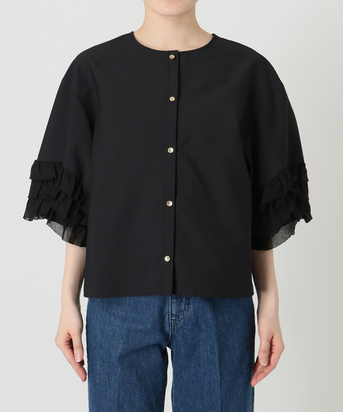 B.C STOCK（ベーセーストック）の「手洗い可 / UVcare / 接触冷感 / add Function フリル袖ブラウス（シャツ/ブラウス・レディース・ベージュ/ブラック/ホワイト・FREE）」の22枚目の写真