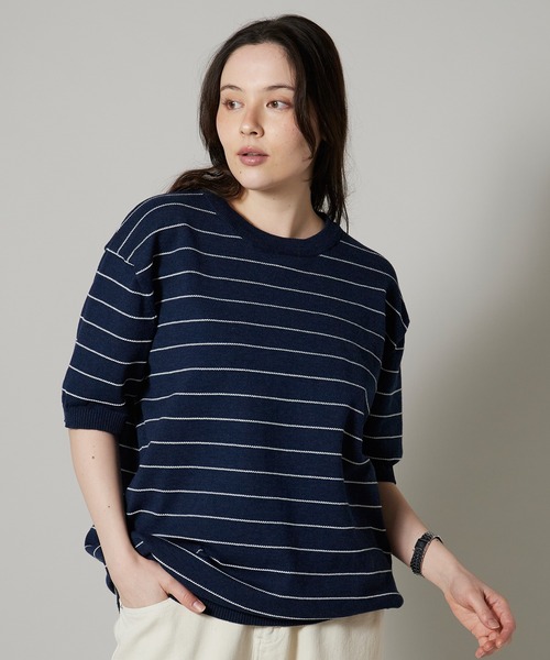 OK YESTERDAY(オッケーイエスタデイ)の「OK YESTERDAY / オーケー イエスタデイ ショートスリーブ ボーダーニット / SHORT-SLEEVE BORDER KNIT 秋 秋服 2026年秋冬 冬服(ニット/セーター・メンズ・ネイビー/ブラック/グレー・FREE)」の3枚目の写真