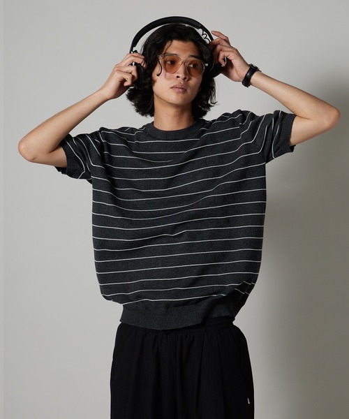 OK YESTERDAY(オッケーイエスタデイ)の「OK YESTERDAY / オーケー イエスタデイ ショートスリーブ ボーダーニット / SHORT-SLEEVE BORDER KNIT 秋 秋服 2026年秋冬 冬服(ニット/セーター・メンズ・ネイビー/ブラック/グレー・FREE)」の1枚目の写真