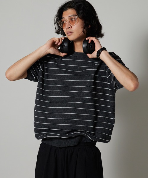 OK YESTERDAY(オッケーイエスタデイ)の「OK YESTERDAY / オーケー イエスタデイ ショートスリーブ ボーダーニット / SHORT-SLEEVE BORDER KNIT 秋 秋服 2026年秋冬 冬服(ニット/セーター・メンズ・ネイビー/ブラック/グレー・FREE)」の13枚目の写真