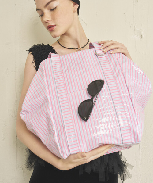 Firsthand（ファーストハンド）の「Firsthand/ファーストハンド ラミネート加工 ビッグトートバッグ（トートバッグ・レディース・ベージュ/ネイビー/ピンク・ONE SIZE）」の11枚目の写真