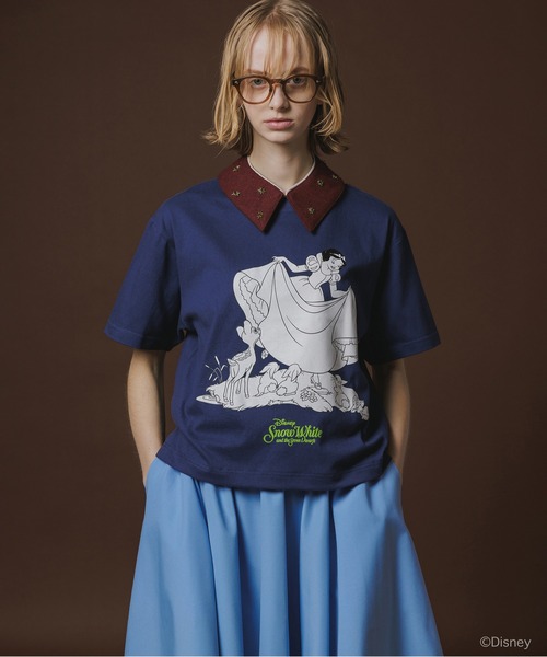 NON TOKYO(ノントーキョー)の「Disney 『Snow White』 NON TOKYO PRINT SHORT T-SHIRT(SNOW WHITE)(Tシャツ/カットソー・レディース・ホワイト/ネイビー・1/2)」の3枚目の写真