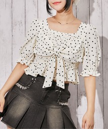 GORGE（ゴージ）の「《フロントリボン×シャーリング》ブラウス/フェミニン/春夏/全4色（シャツ/ブラウス）」