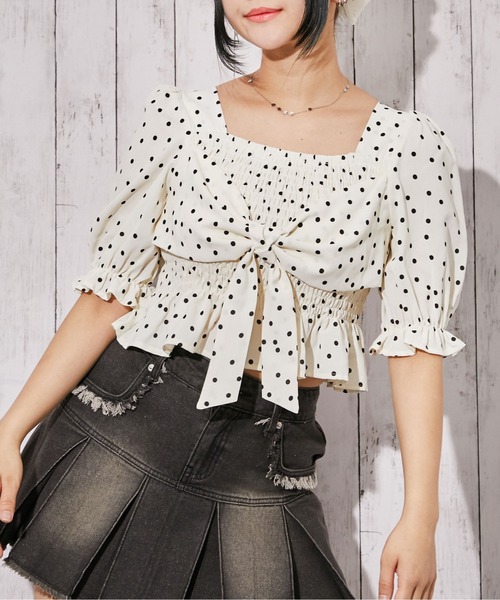GORGE（ゴージ）の「《フロントリボン×シャーリング》ブラウス／フェミニン／春夏／全3色（シャツ/ブラウス・レディース・オフホワイト/アイボリー系/ブラック・F）」の3枚目の写真
