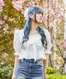 GORGE（ゴージ）の「《フロントリボン×シャーリング》ブラウス/フェミニン/春夏/全4色（シャツ/ブラウス）」