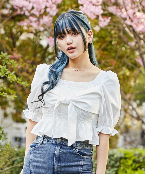 GORGE（ゴージ）の「《フロントリボン×シャーリング》ブラウス／フェミニン／春夏／全3色（シャツ/ブラウス・レディース・オフホワイト/アイボリー系/ブラック・F）」の5枚目の写真