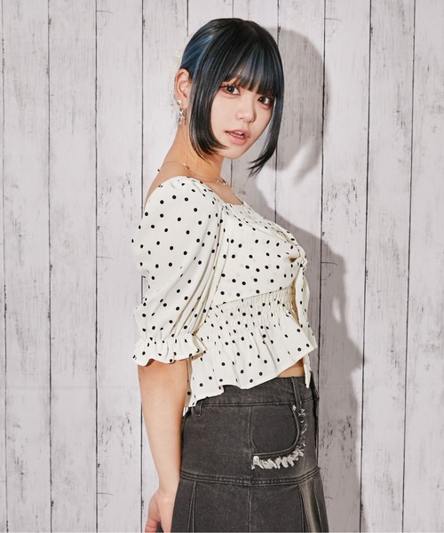 GORGE（ゴージ）の「《フロントリボン×シャーリング》ブラウス／フェミニン／春夏／全3色（シャツ/ブラウス・レディース・オフホワイト/アイボリー系/ブラック・F）」の14枚目の写真