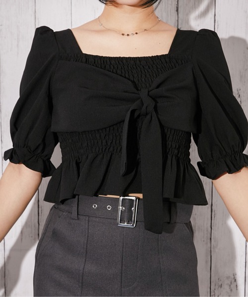 GORGE（ゴージ）の「《フロントリボン×シャーリング》ブラウス／フェミニン／春夏／全3色（シャツ/ブラウス・レディース・オフホワイト/アイボリー系/ブラック・F）」の12枚目の写真