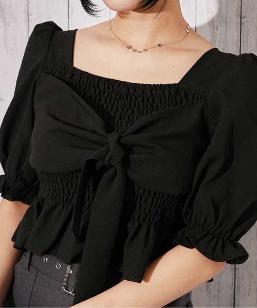 GORGE（ゴージ）の「《フロントリボン×シャーリング》ブラウス／フェミニン／春夏／全3色（シャツ/ブラウス・レディース・オフホワイト/アイボリー系/ブラック・F）」の11枚目の写真