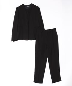 【喪服・礼服】【洗える】/3点セット/ブラウス+ テーパードパンツ+ノーカラージャケット/ブラックフォーマルスーツ/レディース/卒業式（卒園式）入学式（入園式）七五三・お宮参り