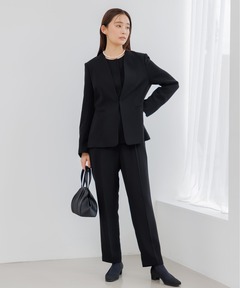 【喪服・礼服】【洗える】/3点セット/ブラウス+ テーパードパンツ+ノーカラージャケット/ブラックフォーマルスーツ/レディース/卒業式（卒園式）入学式（入園式）七五三・お宮参り