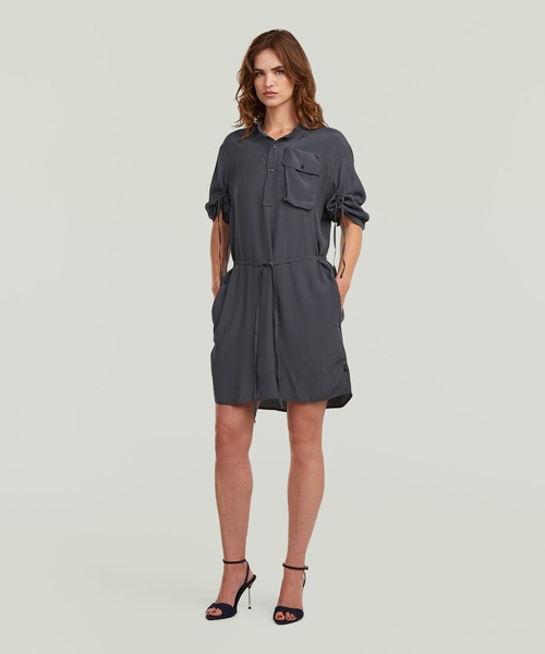 G-STAR（ジースター）の「Fluid Dress/ミリタリーディテールフロントポケットデザインシャツワンピース（ワンピース・レディース・グレー系その他/カーキオリーブ・MEDIUM/SMALL/X-SMALL）」の4枚目の写真