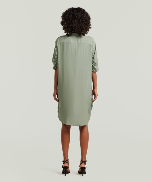 G-STAR（ジースター）の「Fluid Dress/ミリタリーディテールフロントポケットデザインシャツワンピース（ワンピース・レディース・グレー系その他/カーキオリーブ・MEDIUM/SMALL/X-SMALL）」の8枚目の写真
