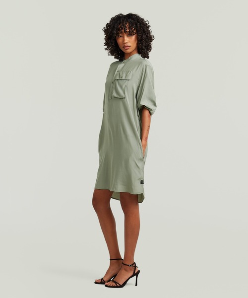 G-STAR（ジースター）の「Fluid Dress/ミリタリーディテールフロントポケットデザインシャツワンピース（ワンピース・レディース・グレー系その他/カーキオリーブ・MEDIUM/SMALL/X-SMALL）」の9枚目の写真