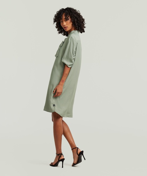 G-STAR（ジースター）の「Fluid Dress/ミリタリーディテールフロントポケットデザインシャツワンピース（ワンピース・レディース・グレー系その他/カーキオリーブ・MEDIUM/SMALL/X-SMALL）」の10枚目の写真