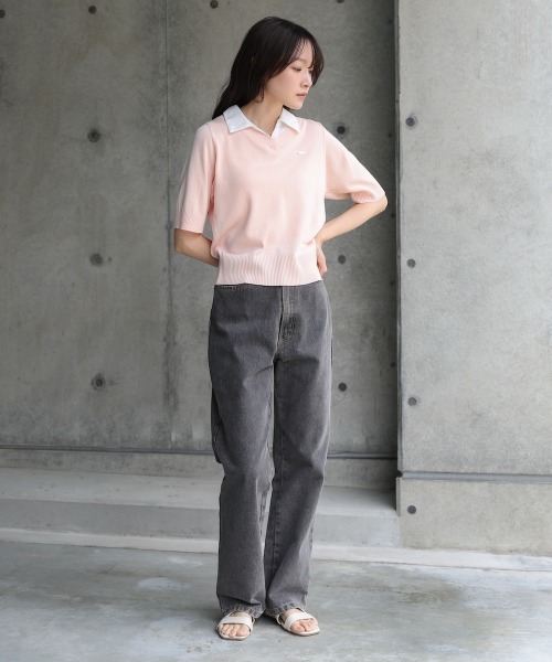 Bab(バブ)の「シャツレイヤードライクサマーニットトップス(Tシャツ/カットソー・レディース・アイボリー/グレー/ピンク・FREE)」の8枚目の写真