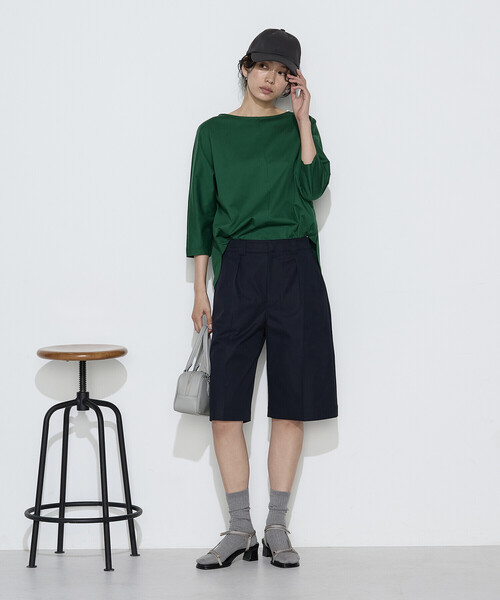 COMME CA Wardrobe(コムサワードローブ)の「トリコット ボートネックプルオーバー(Tシャツ/カットソー・レディース・グリーン/ホワイト/ネイビー・FREE)」の5枚目の写真