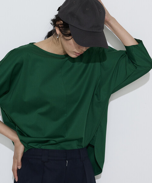 COMME CA Wardrobe(コムサワードローブ)の「トリコット ボートネックプルオーバー(Tシャツ/カットソー・レディース・グリーン/ホワイト/ネイビー・FREE)」の8枚目の写真