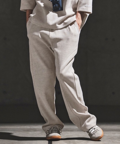 mp14933- Melange Rib-Bonded Semi-Flare Pants カットソーパンツ(202-057-gls-cg)
