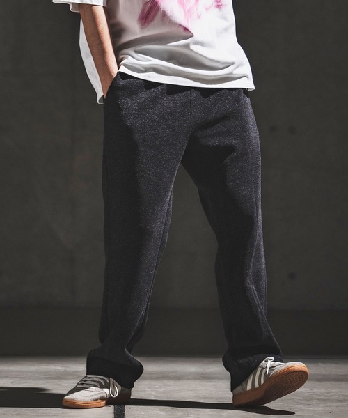 GLIMCLAP（グリムクラップ）の「mp14933- Melange Rib-Bonded Semi-Flare Pants カットソーパンツ(202-057-gls-cg)（その他パンツ・メンズ・ブラック×ホワイト/オフホワイト/ホワイト×ブラック/ブラック・S/M/L）」の8枚目の写真