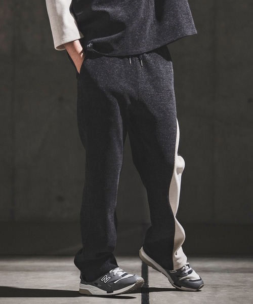 GLIMCLAP（グリムクラップ）の「mp14933- Melange Rib-Bonded Semi-Flare Pants カットソーパンツ(202-057-gls-cg)（その他パンツ・メンズ・ブラック×ホワイト/オフホワイト/ホワイト×ブラック/ブラック・S/M/L）」の14枚目の写真