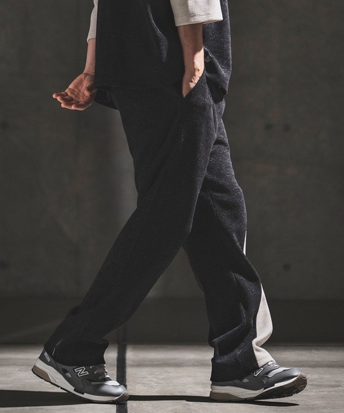 GLIMCLAP（グリムクラップ）の「mp14933- Melange Rib-Bonded Semi-Flare Pants カットソーパンツ(202-057-gls-cg)（その他パンツ・メンズ・ブラック×ホワイト/オフホワイト/ホワイト×ブラック/ブラック・S/M/L）」の15枚目の写真