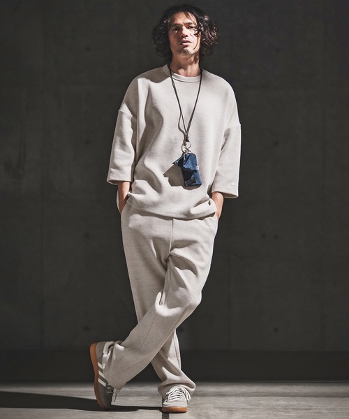 GLIMCLAP（グリムクラップ）の「mp14933- Melange Rib-Bonded Semi-Flare Pants カットソーパンツ(202-057-gls-cg)（その他パンツ・メンズ・ブラック×ホワイト/オフホワイト/ホワイト×ブラック/ブラック・S/M/L）」の22枚目の写真