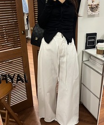 ハイウエストワイドデニムパンツ