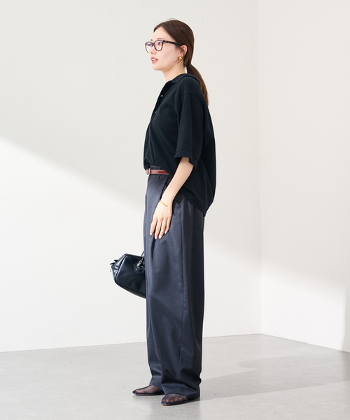 FRAMeWORK（フレームワーク）の「≪追加≫LOEFF/ロエフ 別注ポロシャツ（Tシャツ/カットソー・レディース・ネイビー/ブラック・FREE）」の3枚目の写真