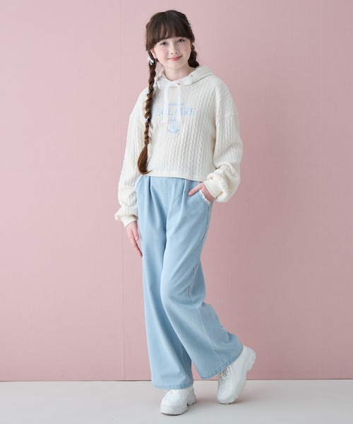Amourire girl(アムリールガール)の「レース&刺繍カラーデニムパンツ(デニムパンツ・キッズ・サックスブルー/イエロー・160cm/150cm/140cm)」の21枚目の写真