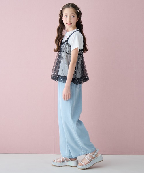 Amourire girl(アムリールガール)の「レース&刺繍カラーデニムパンツ(デニムパンツ・キッズ・サックスブルー/イエロー・160cm/150cm/140cm)」の22枚目の写真