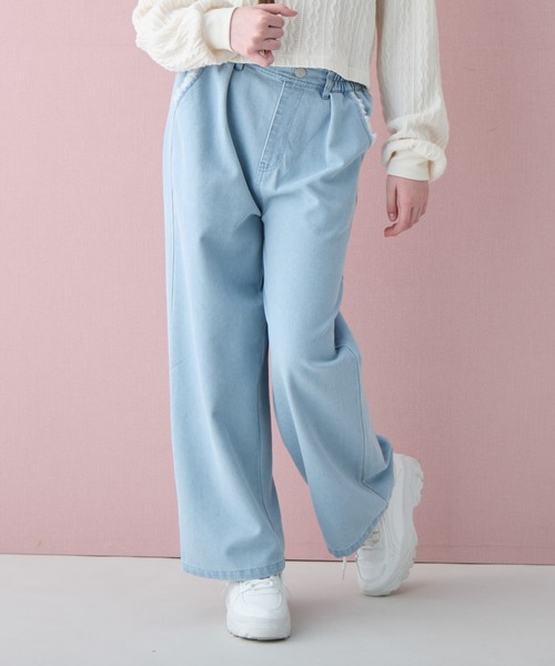 Amourire girl(アムリールガール)の「レース&刺繍カラーデニムパンツ(デニムパンツ・キッズ・サックスブルー/イエロー・160cm/150cm/140cm)」の16枚目の写真