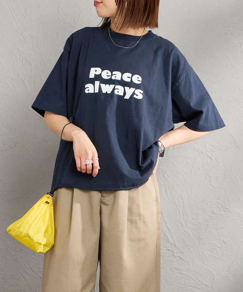 FUNG（ファング）の「[FUNG/ファング] PEACE ALWAYS カットオフ プリントTシャツ（Tシャツ/カットソー・レディース・ネイビー/ホワイト・M）」の13枚目の写真