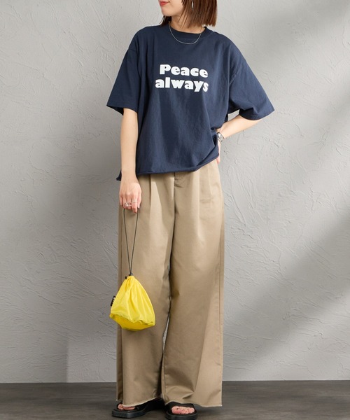 FUNG（ファング）の「[FUNG/ファング] PEACE ALWAYS カットオフ プリントTシャツ（Tシャツ/カットソー・レディース・ネイビー/ホワイト・M）」の10枚目の写真