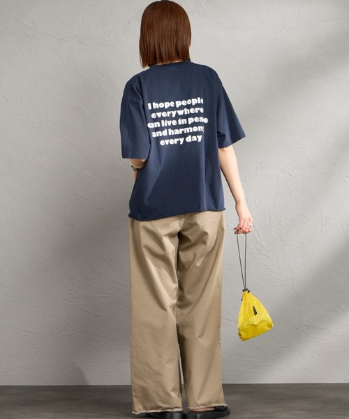 FUNG（ファング）の「[FUNG/ファング] PEACE ALWAYS カットオフ プリントTシャツ（Tシャツ/カットソー・レディース・ネイビー/ホワイト・M）」の18枚目の写真
