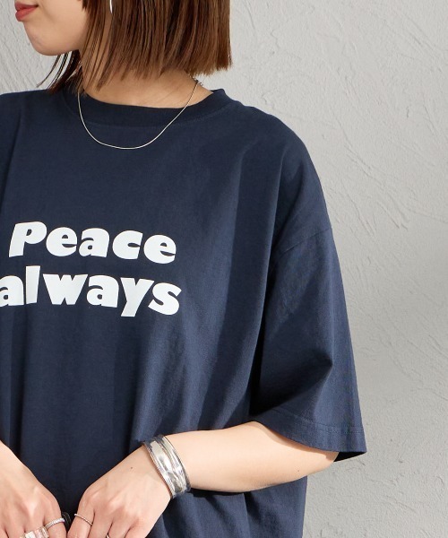FUNG（ファング）の「[FUNG/ファング] PEACE ALWAYS カットオフ プリントTシャツ（Tシャツ/カットソー・レディース・ネイビー/ホワイト・M）」の19枚目の写真