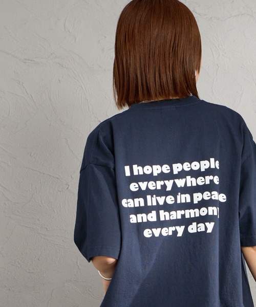 FUNG（ファング）の「[FUNG/ファング] PEACE ALWAYS カットオフ プリントTシャツ（Tシャツ/カットソー・レディース・ネイビー/ホワイト・M）」の20枚目の写真
