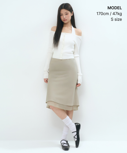 MUSINSA STANDARD WOMAN（ムシンサスタンダードウーマン）の「ウィメンズダブルレイヤーミディスカート[マッシュルーム]（スカート・レディース・その他・X-SMALL/SMALL/MEDIUM/LARGE）」の10枚目の写真